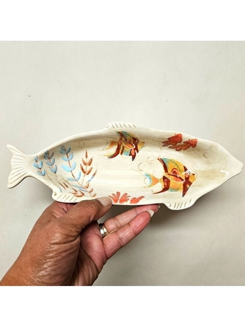 Ambiance Collections Ceramic Hand-painted "By the Sea" Fish Dish